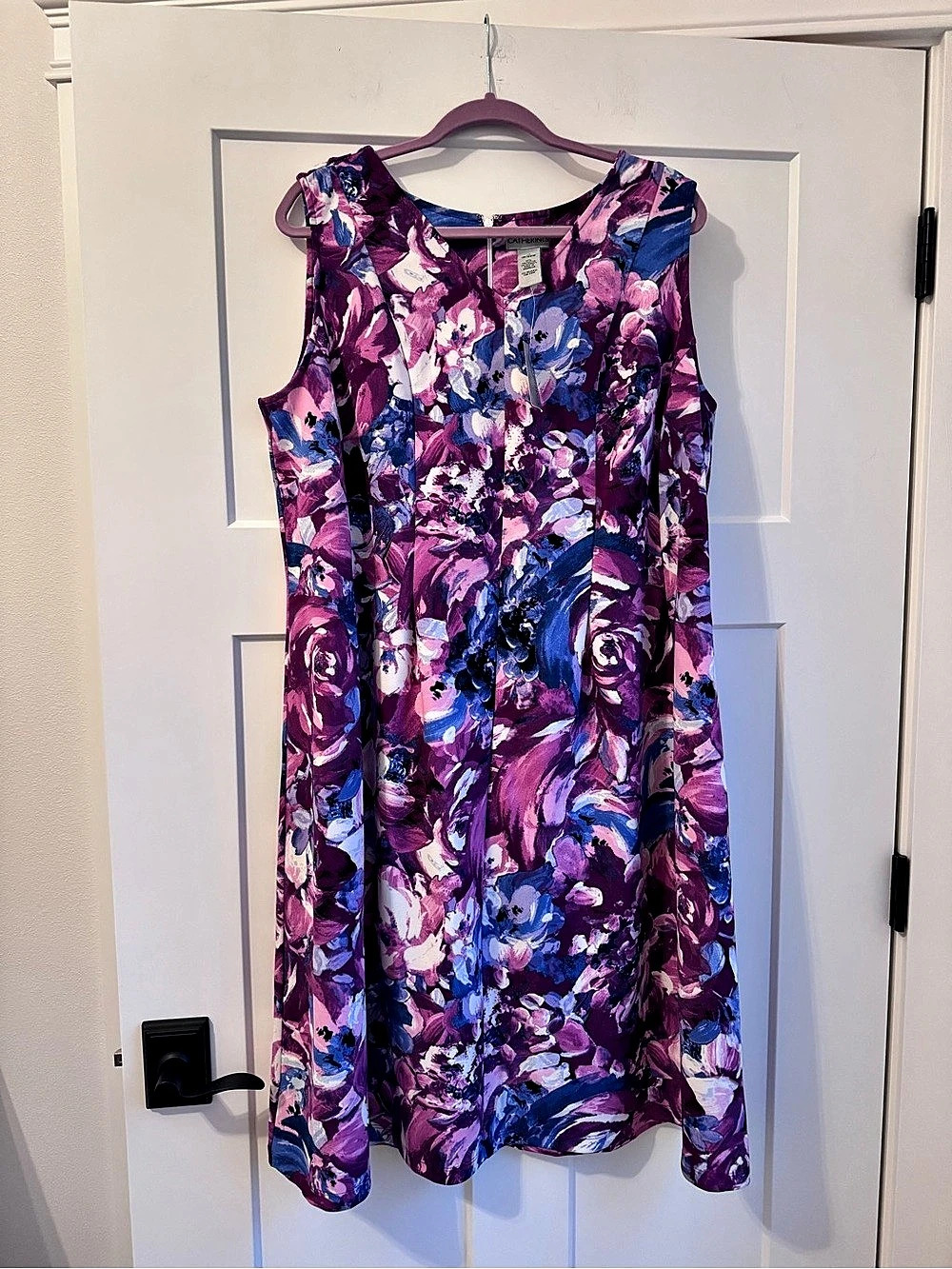 Catherines Floral Long Sleeve Dress in Purple & Blue Size 1X Like New